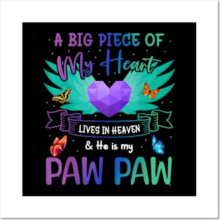 Paw Paw  Birthday to Angel in Heaven Heart Wing Posters and Art